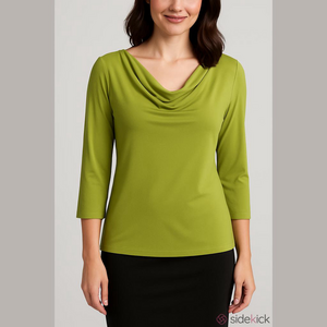 Harve Benard green Large 3/4 sleeve cowelneck top